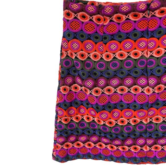 Anthropologie Hutch Embroidered Ellen Mini Skirt Purple Pink Green Size 6‎ - Picture 6 of 13